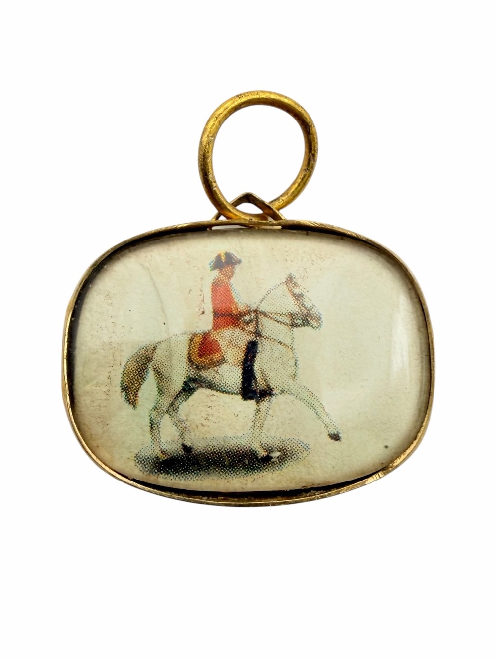 Antique Gold Filled Celluloid Mounted British Soldier Pendant